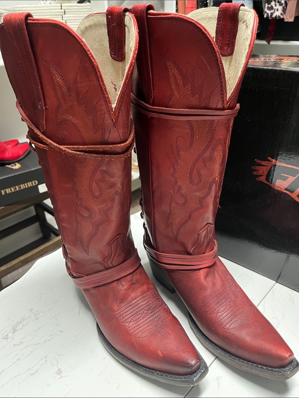 Freebird Red Leather Western Cowboy Boots Warden